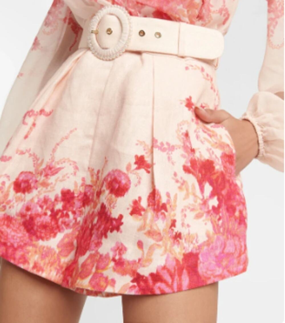 Zimmermann High Tide Belted Pleated Floral Shorts size 0 US 4